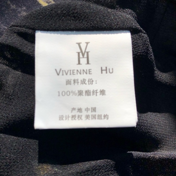 NWT VHNY Vivienne Hu New York Dress Black Gold Floral Colorblock Dress Sz 2 - Picture 10 of 11